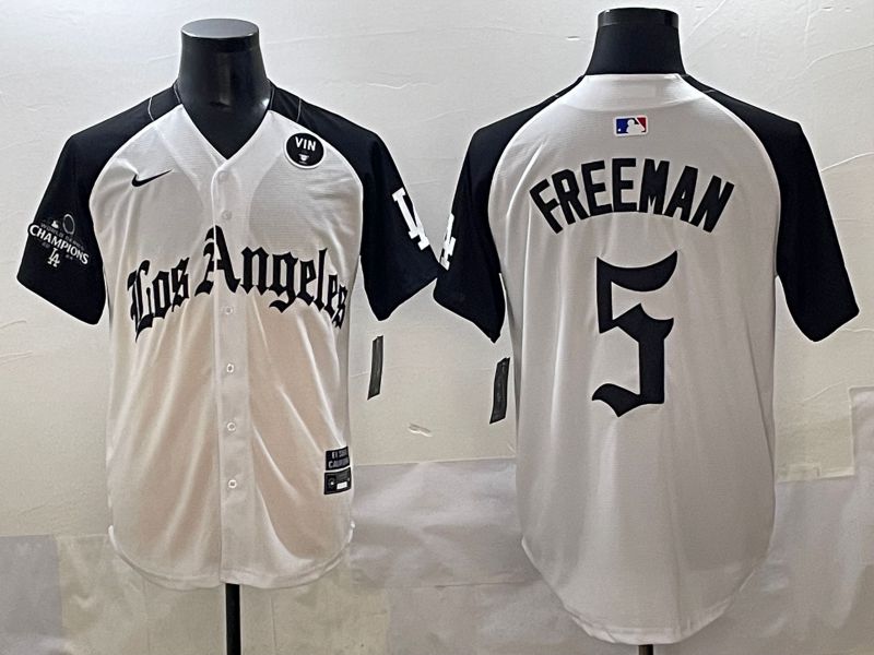 Men 2025 Los Angeles Dodgers #5 Freeman White black Five generations Joint Name Nike MLB Jersey style 52612->los angeles dodgers->MLB Jersey